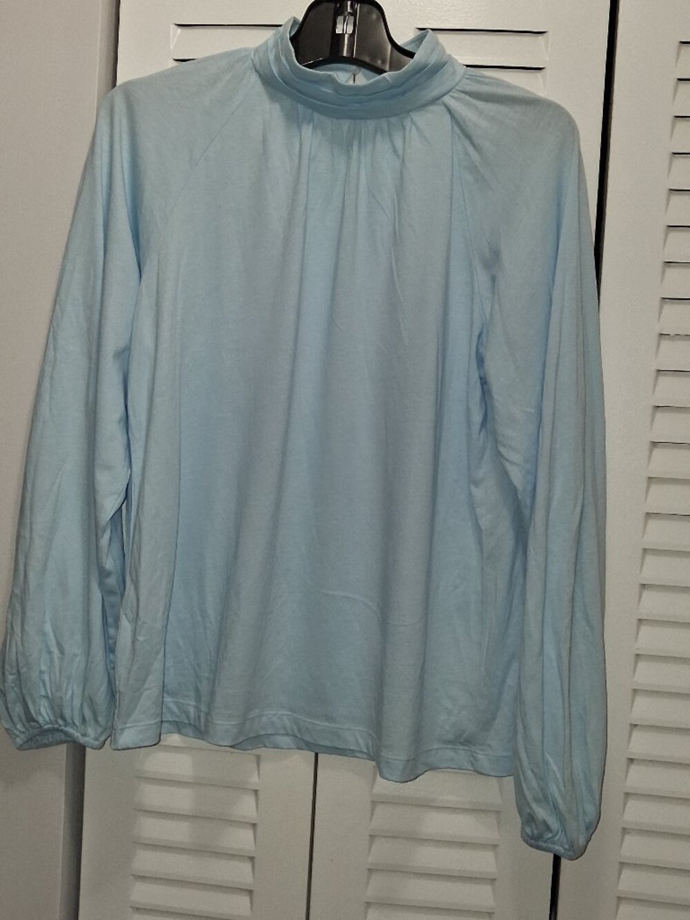LOFT Light Blue Mock Neck Long Sleeve Top - Size S